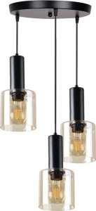 Lampa wisząca Candellux Isar Lampa Wisząca Talerz Czarny 3X40 E27 Klosz Bursztynowy 1