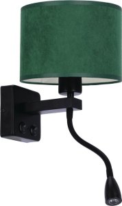 Kinkiet Candellux Polo Lampa Kinkiet Czarny 1X40W E27+2W Led Abażur Butelkowa Zieleń 1