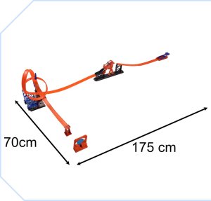 KIK Tor samochodowy szybki wyrzutnia pętla skocznia z tarczą licznikiem 2 autka 4
