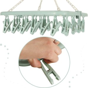 KIK Wieszak suszarka na pranie na skarpetki bieliznę 32 klamerki niebieski 2