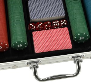 KIK Poker zestaw do gry w walizce 500 żetonów 2 talie kart 3