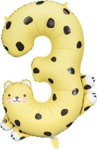 KIK Balon foliowy urodzinowy cyfra "3" - Gepard 55x75 cm 1