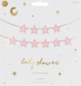 KIK Baner napis na baby shower gwiazdki jasnoróżowe 290cm x 16,5cm 3