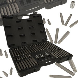 KIK KAFUWELL Bity końcówki do wkrętarki zestaw bitów krótkich i długich + 3 redukcje walizka 75el. 2