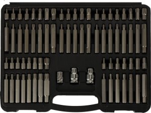 KIK KAFUWELL Bity końcówki do wkrętarki zestaw bitów krótkich i długich + 3 redukcje walizka 75el. 5
