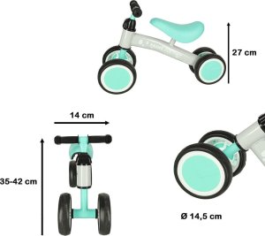 KIK Rowerek Trike Fix Tiny czterokołowy biegowy miętowy 4