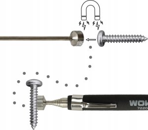 KIK WOKIN Chwytak magnetyczny teleskopowy ze stali nierdzewnej magnes 64cm 2,2kg 4