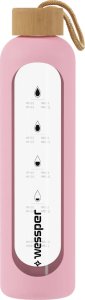 Wessper Szklana butelka z miarką motywacyjną B1 Borosilicate różowa 500 ml 2