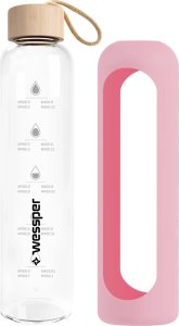 Wessper Szklana butelka z miarką motywacyjną B1 Borosilicate różowa 500 ml 4