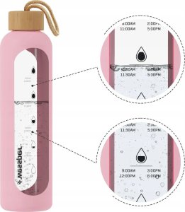 Wessper Szklana butelka z miarką motywacyjną B1 Borosilicate różowa 500 ml 5