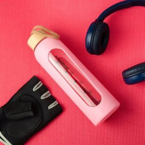 Wessper Szklana butelka z miarką motywacyjną B1 Borosilicate różowa 500 ml 6