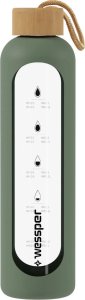 Wessper Wessper B1 Borosilicate 500 ml Szklana butelka na wodę z miarką motywacyjną z oliwkowym etui 2