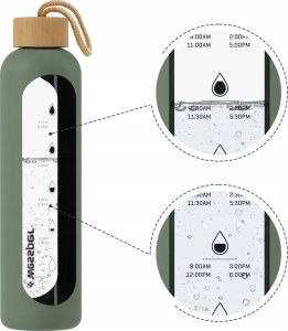 Wessper Wessper B1 Borosilicate 500 ml Szklana butelka na wodę z miarką motywacyjną z oliwkowym etui 5