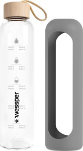 Wessper Szklana butelka z miarką motywacyjną B1 Borosilicate szara 500 ml 5