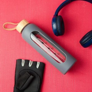 Wessper Szklana butelka z miarką motywacyjną B1 Borosilicate szara 500 ml 7