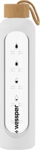 Wessper Wessper B1 Borosilicate 500 ml Szklana butelka na wodę z miarką motywacyjną z białym etui 2
