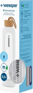 Wessper Wessper B1 Borosilicate 500 ml Szklana butelka na wodę z miarką motywacyjną z białym etui 3