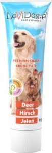 Triton Lovi Dog Snack Creme Pate Dear - pasztet dla psa w tubce, z jeleniem, witaminami i Omega-3 90g 1