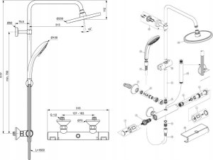 Zestaw prysznicowy Ideal Standard SHOWER SET THERMOS CERATHERM T25 CHROME 2