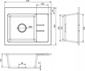 Zlewozmywak Lavello ZLEWOZMYWAK GRANITOWY LAVELLO LUXOR 1.0S SZARY METALIK PRAWY 6
