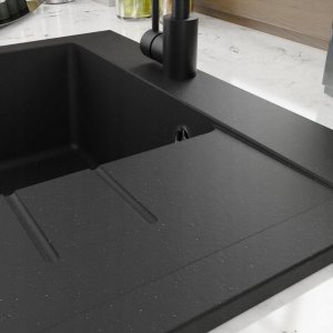 Zlewozmywak Lavello ZLEWOZMYWAK GRANITOWY LAVELLO LUXOR1.0S CZARNY POZŁ PRAWY 5