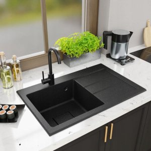 Zlewozmywak Lavello ZLEWOZMYWAK GRANITOWY LAVELLO QUBE 1.0 CZARNY GRAFIT PRAWY 2