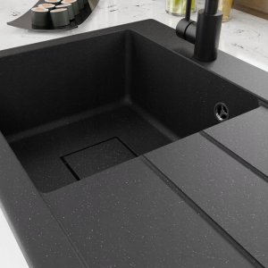 Zlewozmywak Lavello ZLEWOZMYWAK GRANITOWY LAVELLO QUBE 1.0 CZARNY GRAFIT PRAWY 3
