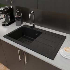 Zlewozmywak Lavello ZLEWOZMYWAK GRANITOWY LAVELLO QUBE 1.0 CZARNY GRAFIT PRAWY 4