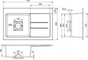 Zlewozmywak Lavello ZLEWOZMYWAK GRANITOWY LAVELLO QUBE 1.0 CZARNY GRAFIT PRAWY 5