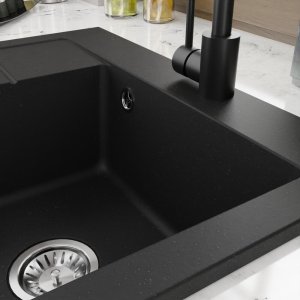 Zlewozmywak Lavello ZLEWOZMYWAK GRANITOWY LAVELLO LUXOR 1.0S CZARNY GRAFIT LEWY 3