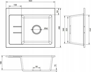 Zlewozmywak Lavello ZLEWOZMYWAK GRANITOWY LAVELLO LUXOR 1.0S CZARNY GRAFIT LEWY 6