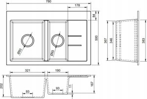 Zlewozmywak Lavello ZLEWOZMYWAK GRANITOWY LAVELLO LUXOR 1.5S CZARNY PRAWY 4