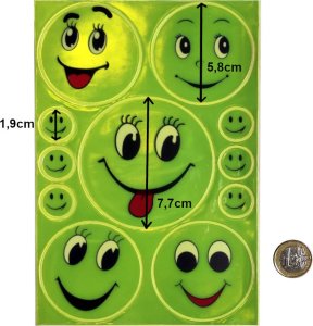 Stamal Naklejki odblaskowe na plecak rower kurtkę buźka uśmiech emotka 11szt 2