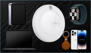 MiLi Lokalizator GPS biały + brązowe etui w formie breloka MiTag 2