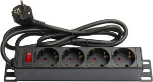 Kabel zasilający Alcasa Alcasa GC-N0075 rozgałęziacz 4 x gniazdo sieciowe Wewnętrzna Czarny, Czerwony 1