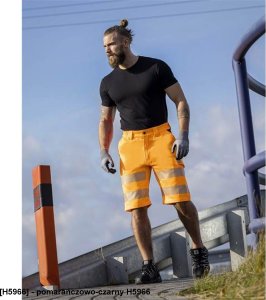 Ardon ARDON SIGNAL+ - szorty spodenki robocze ostrzegawcze, dopasowany krój, wytrzymała tkanina diagonal odporna na - pomarańczowo-czarny H5966 60 3