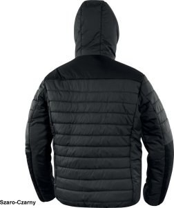 Kurtka męska Delta Plus BLOOM - kurtka puchowa podszewka pikowana stały kaptur kryty zamek błyskawiczny poliamid ripstop powlekany poliuretanem - szaro-czarny 3XL 4