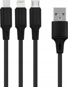 Kabel USB Hello Case USB-A - USB-C + microUSB + Lightning 1 m Czarny (GSMA0119) 3
