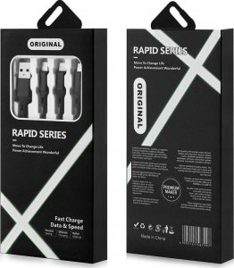 Kabel USB Hello Case USB-A - USB-C + microUSB + Lightning 1 m Czarny (GSMA0119) 5