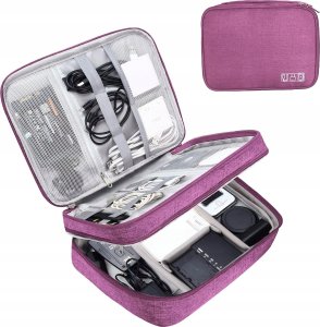 Hello Case ORGANIZER TORBA PODRÓŻNA NA KABLE ŁADOWARKI ELEKTRONIKĘ ETUI FIOLETOWE 1