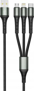 Kabel USB Jellico USB-A - USB-C + microUSB + Lightning 1.2 m Czarny (GSMA0236) 2