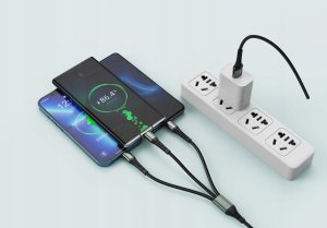 Kabel USB Jellico USB-A - USB-C + microUSB + Lightning 1.2 m Czarny (GSMA0236) 7