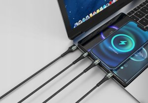 Kabel USB Jellico USB-A - USB-C + microUSB + Lightning 1.2 m Czarny (GSMA0236) 8