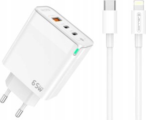 Ładowarka Jellico Ładowarka Szybka Quick 65W 2 x USB-C  USB3.0   kabel do iphone lightning 1