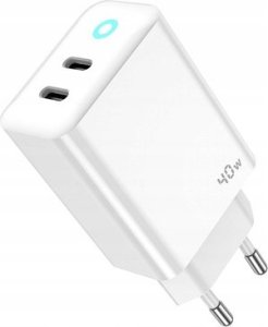 Ładowarka Jellico JELLICO ładowarka sieciowa EU19 GaN PD 40W 2xUSB-C Biały   Kabel 2x USB - C 3