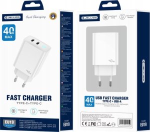 Ładowarka Jellico JELLICO ładowarka sieciowa EU19 GaN PD 40W 2xUSB-C Biały   Kabel 2x USB - C 4