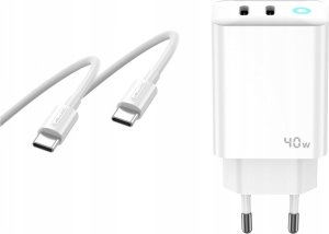 Ładowarka Jellico JELLICO ładowarka sieciowa EU19 GaN PD 40W 2xUSB-C Biały   Kabel 2x USB - C 8