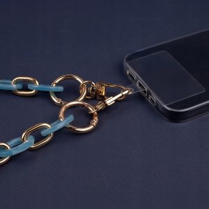 Hello Case Smycz do telefonu tworzywo sztuczne złoto niebieskie łańcuch 1,2m 2