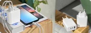 Ładowarka Hello Case SZYBKA ŁADOWARKA SIECIOWA UNIWERSALNA KOSTKA (65W/3.0A) |2xUSB-C USB-A 5