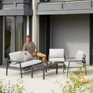 Tectake Meble ogrodowe, zestaw wypoczynkowy Gteborg - jasnoszary 2